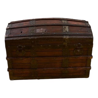Vintage Wooden Trunk, 1970s For Sale