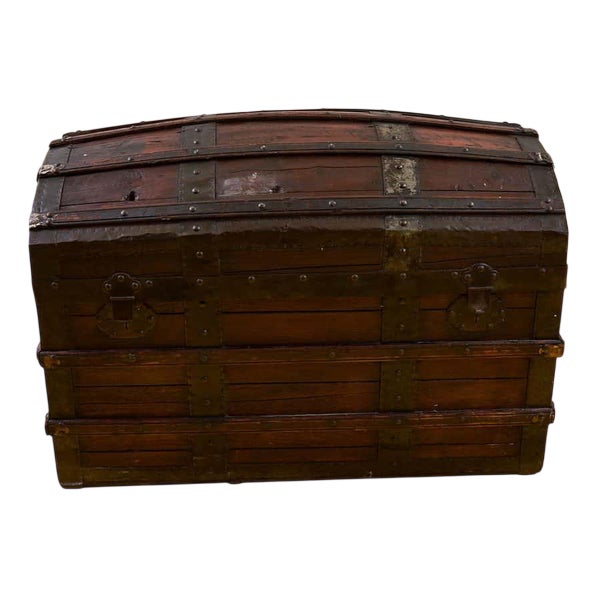 Vintage Wooden Trunk, 1970s For Sale
