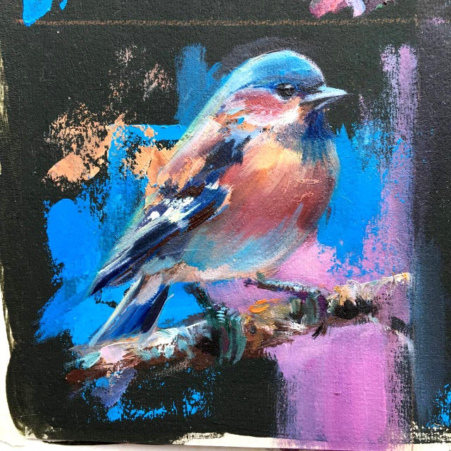 Bird Painting Original Impressionist Oil by Valeriya Serova, Framed For Sale - Image 10 of 11