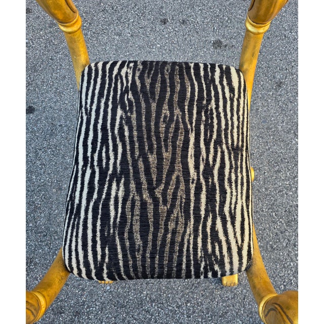 Egyptian Revival Gilded Horse-Head Curule Chair With Zebra Upholstery, Italy, 1970s–1980s For Sale - Image 4 of 10
