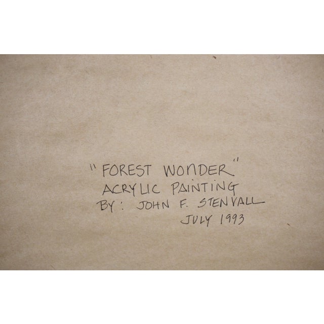 1990s "Forest Wonder" Fauvist Landscape Mixed-Media Painting by John Francis, Framed Stenvall For Sale In Monterey, CA - Image 6 of 7