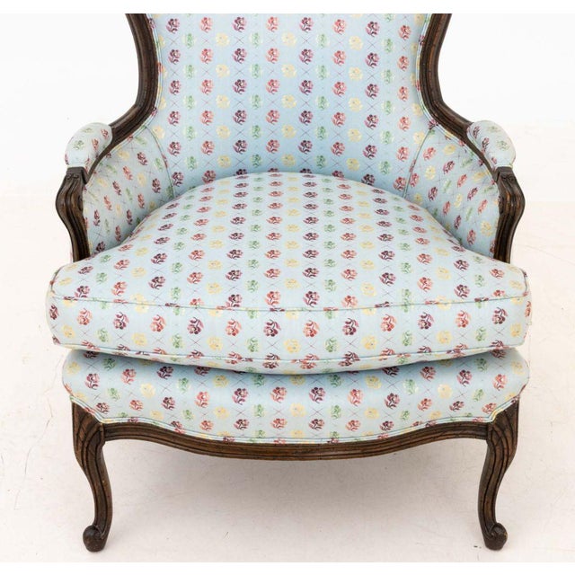 Louis XV Style Blue Upholstered Bergeres, Pair For Sale In New York - Image 6 of 12