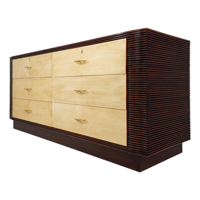 Art Deco Italian Parchment Chest of Drawers attributed to Osvaldo Borsani, 1940s For Sale