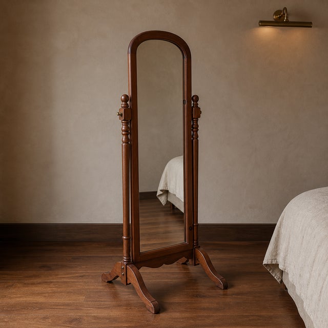 Vintage Cheval Floor Mirror With Adjustable Wood Frame For Sale - Image 13 of 14
