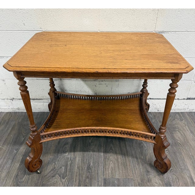 Late 19th Century Antique Victorian Eastlake Solid Oak Hall Table Console Table Library Table For Sale - Image 5 of 17
