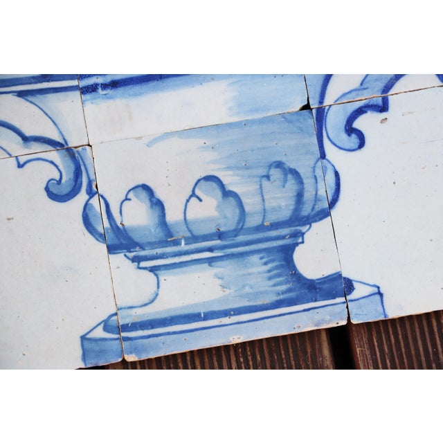Tile Mural Panel Depicting a Baroque Jardinière With Flowers, Portuguese, 18th Century For Sale - Image 4 of 12