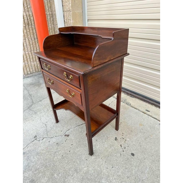 Vintage Chippendale style Mahogany 2 drawer back splash Table high back server Dove tail joint construction, Brass...