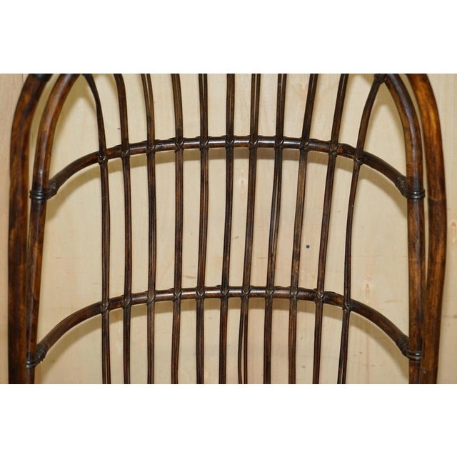 Wood French Bamboo Steel Base Porters Wingback Armchair For Sale - Image 7 of 18