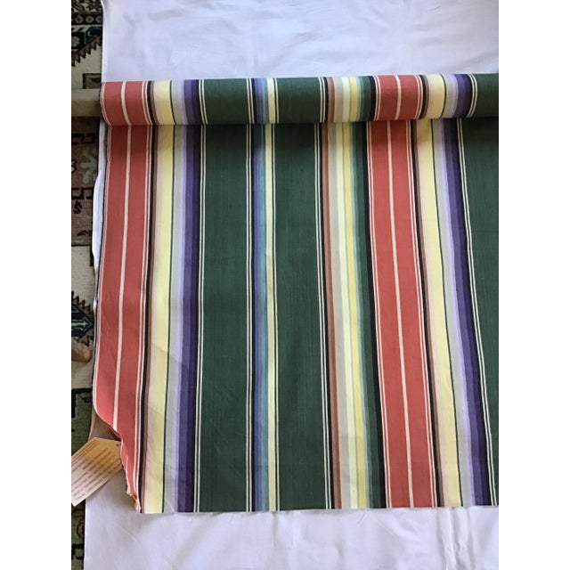 Farmhouse Vintage Schumacher Green Multicolor Cotton Stripe Upholstery Fabric - 600250 4 Yards For Sale - Image 3 of 7