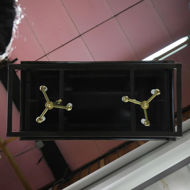 Late 20th Century Vintage Hand-Painted Tole Pagoda Style Chinoiserie Lantern Oblong Pendant For Sale - Image 5 of 12