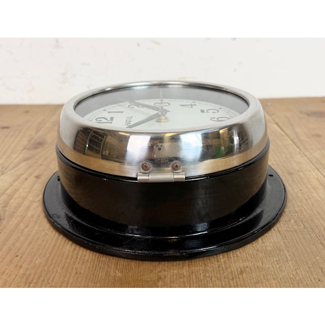 Vintage Black Hanil Ship Wall Clock, 1980s For Sale - Image 12 of 18