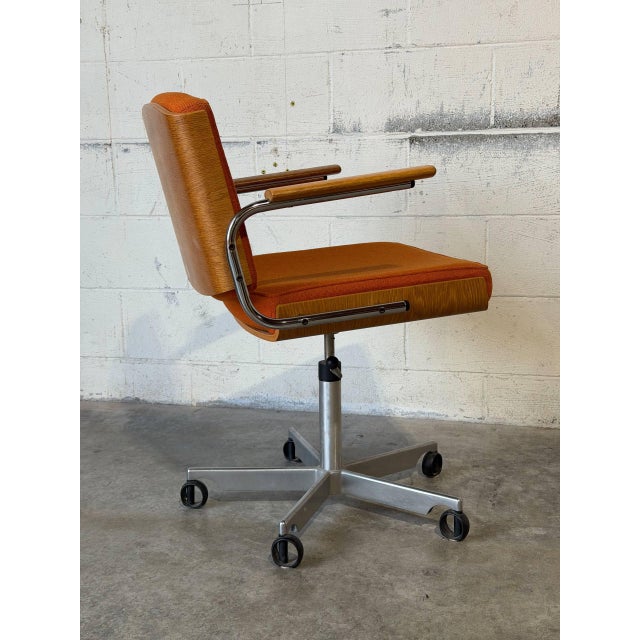 Orange Duba Orange Upholstered Swivel Desk Office Chair Danish Mid-Century Modern 1970s For Sale - Image 8 of 11