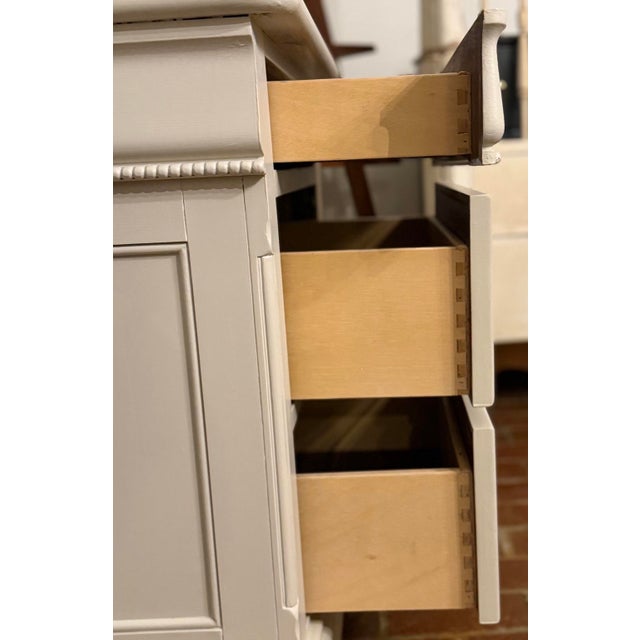 Pair of Three-Drawer Traditional Nightstands in Natural Linen For Sale - Image 4 of 11