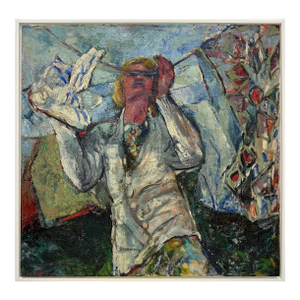 1950s Mid-Century Over-Scale Abstract Oil Painting of a Woman, Newly Framed