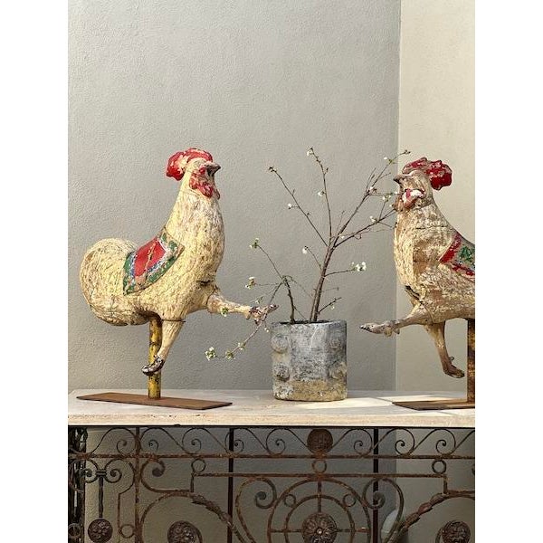 Pair of 19th Century French Coqs De Carousel Sculptures For Sale In Los Angeles - Image 6 of 12