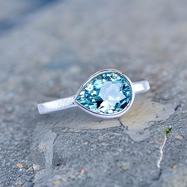 Natural Aquamarine Ring 6.5 14k W Gold 1.37 TCW Certified For Sale In New York - Image 6 of 12