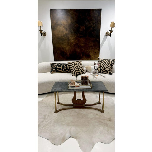 Mid-Century Modern Lyre Coffee Table With Marble Top For Sale - Image 3 of 7