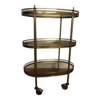 Vintage Brass 3-Tier Bar Cart For Sale