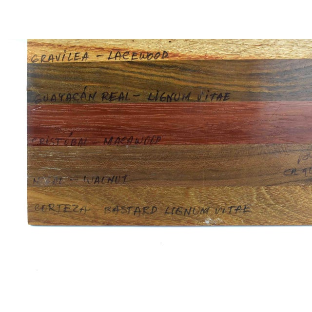 1994 Handmade Costa Rican Exotic Hardwood Sampler 14 Rare Woods Board Wall Art Signed For Sale - Image 9 of 12