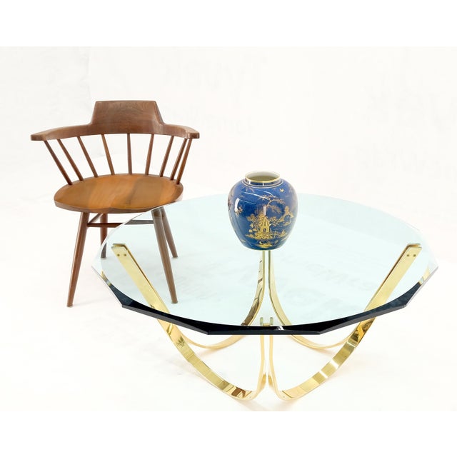 Mid 20th Century Roger Sprunger for Dunbar Mid-Century Modern Brass Glass Coffee Table Clean! For Sale - Image 5 of 13