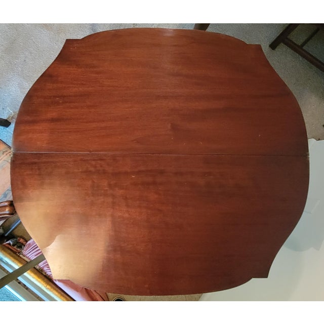 C. 1900 Valiant Furniture Inlaid Mahogany and Satinwood Flip-Top Hepplewhite Gaming Table For Sale - Image 12 of 14