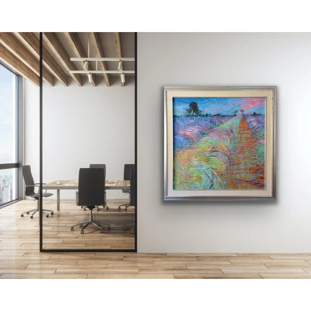 "Lavender Fields" Framed Acrylic Painting by Egyptian Artist M.Khedr For Sale In Los Angeles - Image 6 of 8