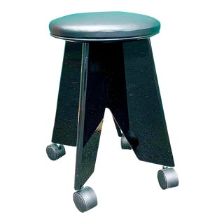 1980s Black Lucite Rolling Stool For Sale
