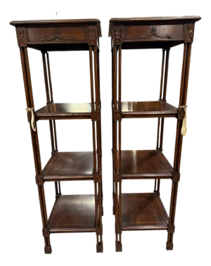 New Jonathan Charles Tribeca Chippendale Gothic Four-Tier Étagère - A Pair