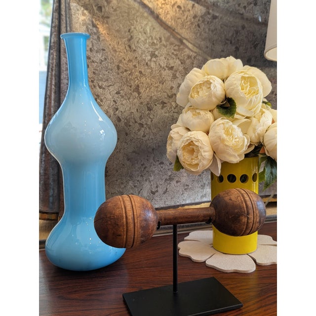 Sky Blue Sky Blue Empoli Cased Glass Vase, Mid-Century Italy For Sale - Image 8 of 8