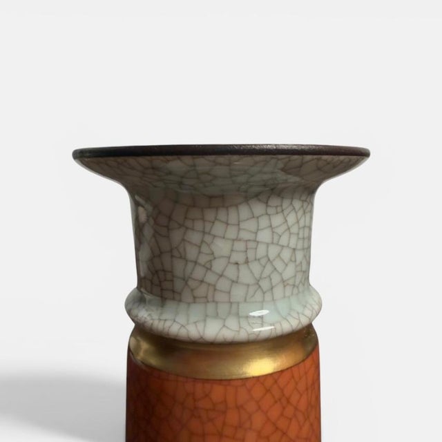 Danish Craquelé Porcelain Candlestick from Royal Copenhagen For Sale - Image 5 of 11