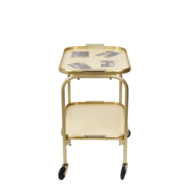 Mid-Century Italian Golden Aluminum & Formica Bar Cart, 1950s For Sale - Image 12 of 18