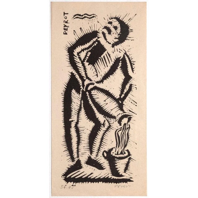 Figure is an original woodcut artwork realized by the artist Arturo Peyrot. Good conditions. Hand-signed on the lower...