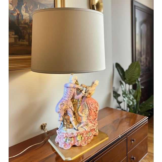 Pink Capodimonte Porcelain Lamp- Musicians For Sale - Image 8 of 18