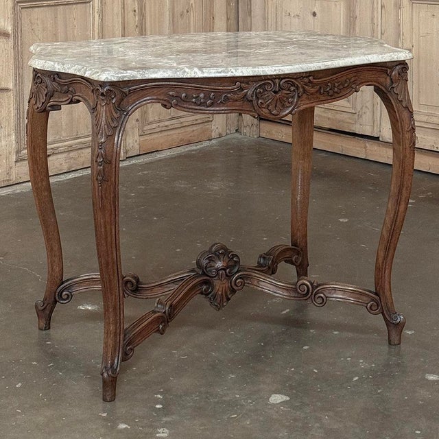 Antique French Louis XV Marble Top Center Table For Sale - Image 4 of 18
