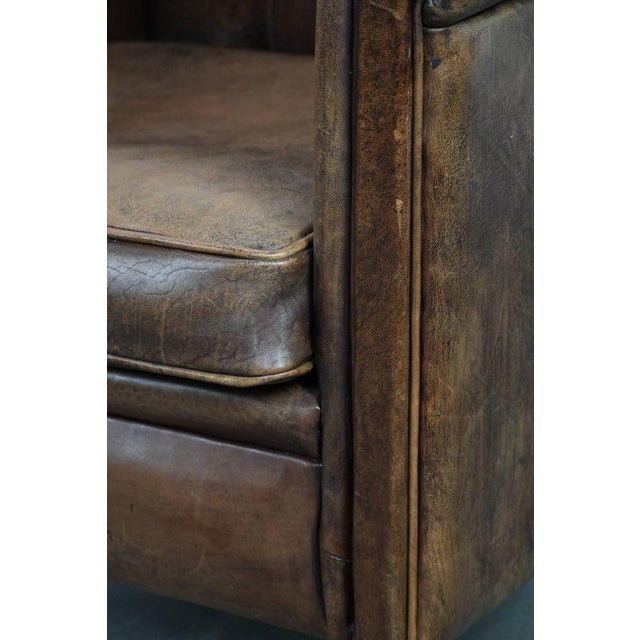 Vintage Sheepskin Club Armchair For Sale - Image 13 of 18