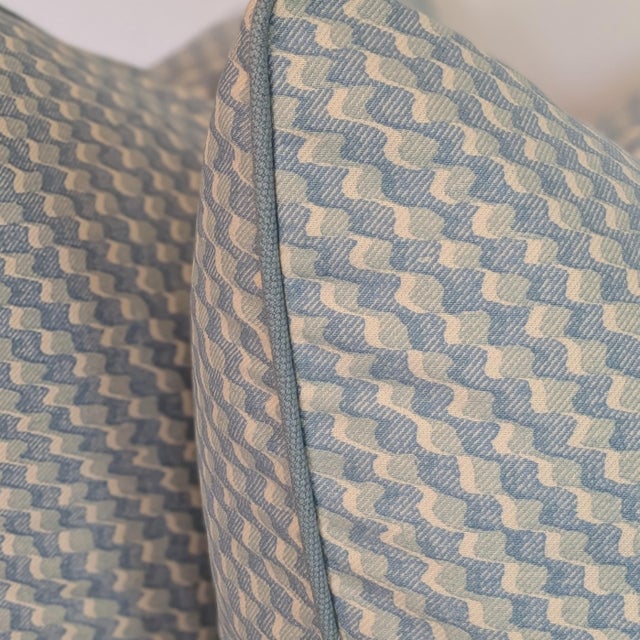 Textile Fermoie Ruffle Pillows in Light Blue With Cord - Double Sided Pair For Sale - Image 7 of 7