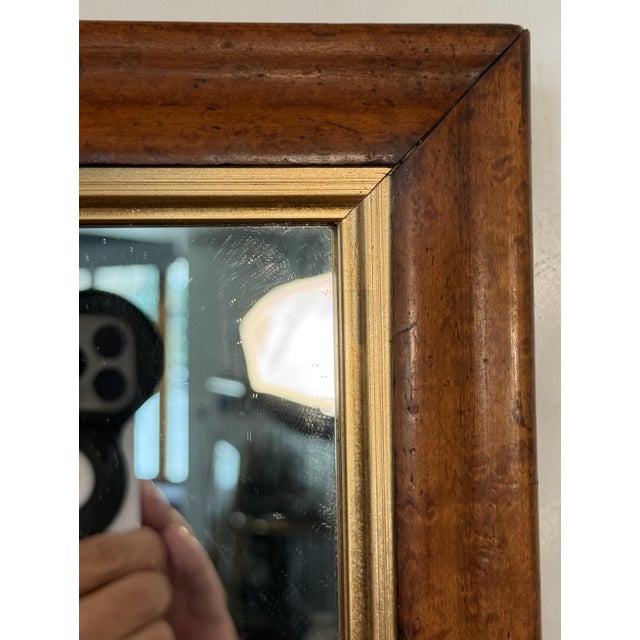 English English Rectangular Mirror With Maple and Giltwood Frame (H 18 5/8 X W 15 1/2) For Sale - Image 3 of 9