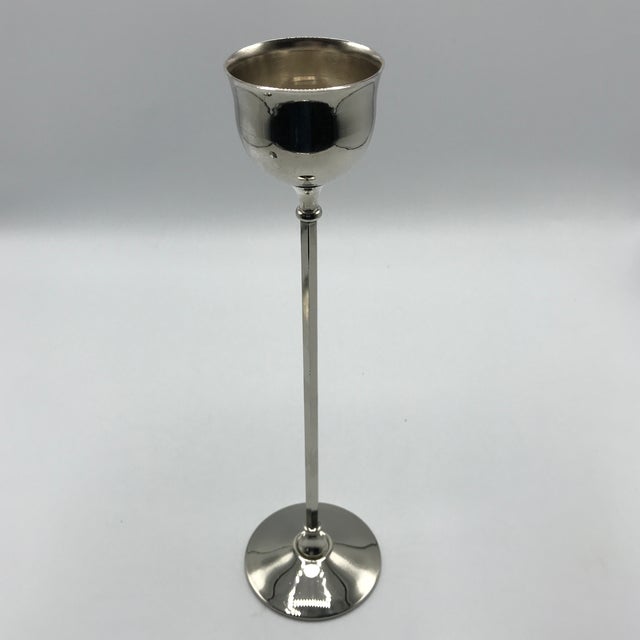 William Adam Mid-Century Modern Italian Silver Plated Candle Holders - a Pair For Sale - Image 9 of 13