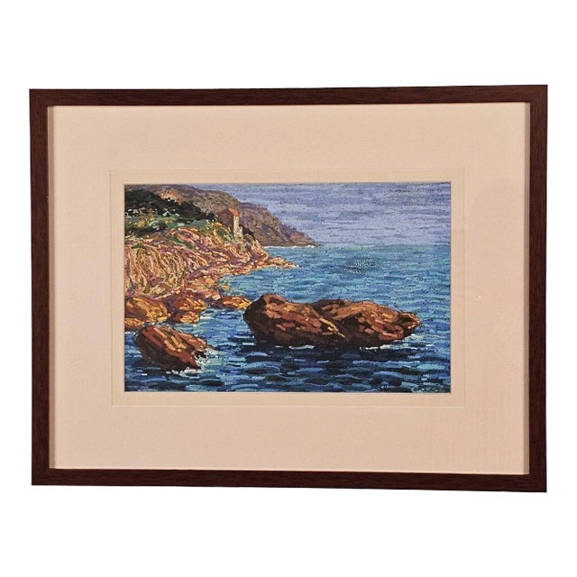 Watercolor Seascape, Italy Circa 1920 For Sale