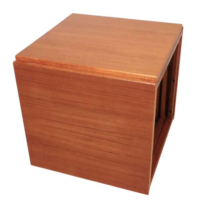 Mid-Century Modern Mid Century Danish Modern Teak Cube Table Nest Att. To Kai Kristiansen for Vildberg Mobelfabrik Model 33 C. 1960's For Sale - Image 3 of 14
