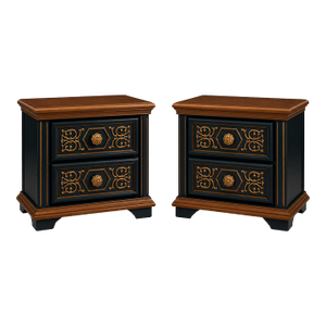Pair of Vintage 1970s Drexel-Attributed Nightstands — Custom Midnight Blue & Gilded Finish, Dovetail Construction