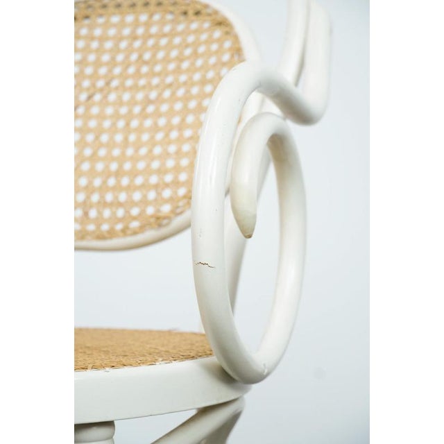 Vintage White Curved Wood Bistro Arcmhair For Sale - Image 12 of 18