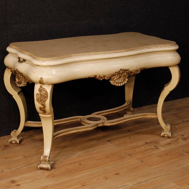 Dutch Lacquered and Gilded Table with Marble Top, 1950s For Sale - Image 13 of 13