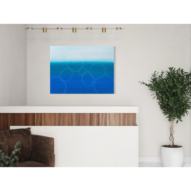 Contemporary Rebecca Koury Original "The First Swell" Blue Ocean Wave Contemporary Abstract Painting, Acrylic on Canvas/Panel, Carmel California Art, 2024 For Sale - Image 3 of 4