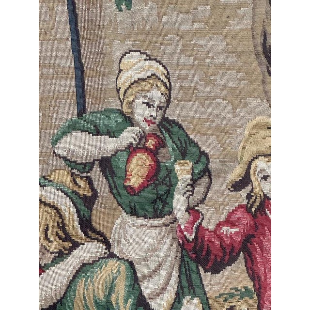 Antique French Jacquard Tapestry with Village Motif in the style of Aubusson, 1970s For Sale - Image 14 of 18