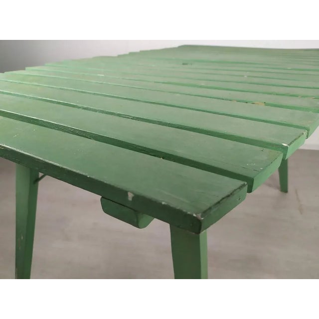 Forest Green Wooden Folding Garden Table For Sale - Image 8 of 15