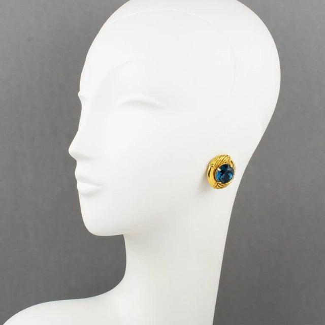 The renowned fashion house Sonia Rykiel Paris designed this remarkable pair of clip-on earrings. They flaunt a stunning...