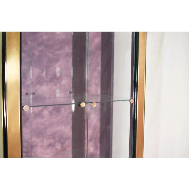 Metal 1970s Mirrored & Brass Curio Vitrine Display Cabinets by Mastercraft - a Pair For Sale - Image 7 of 12