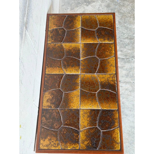 Teak Tile Coffee Table With Lower Shelf Danish Mid-Century Modern 1960s For Sale - Image 9 of 10