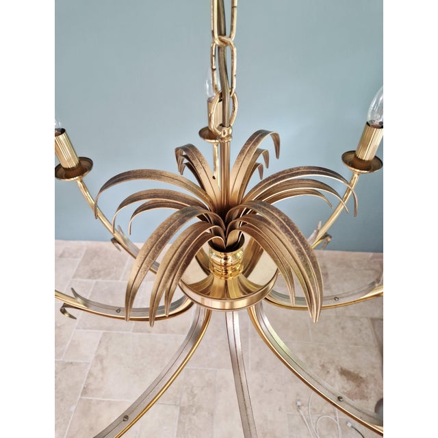 Large Hollywood Regency Brass Chandelier, Belgium, 1970 For Sale - Image 10 of 17